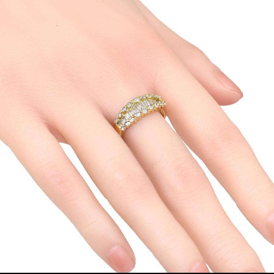 リング 指輪 15号 K18イエローゴールド バゲット ダイヤモンド 0.866ct 