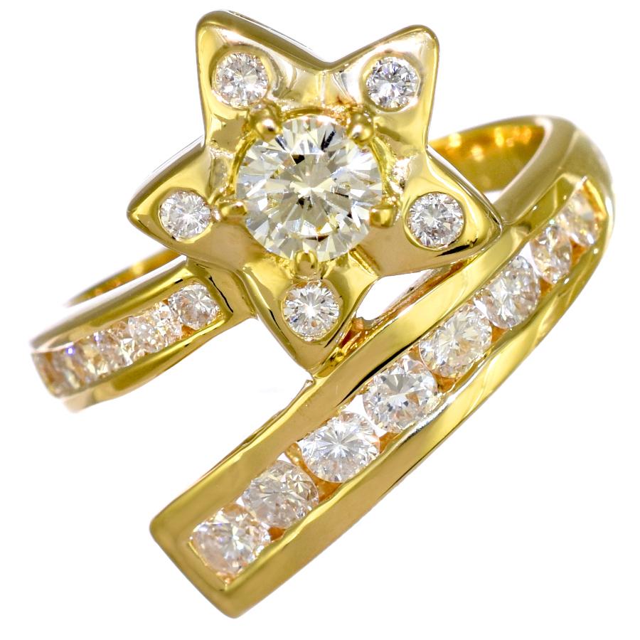 新品同様 スター 星 リング 指輪 12.5号 K18イエローゴールド