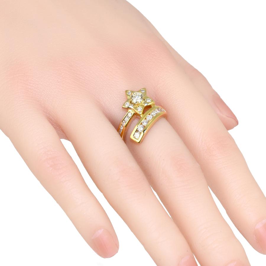 新品同様 スター 星 リング 指輪 12.5号 K18イエローゴールド