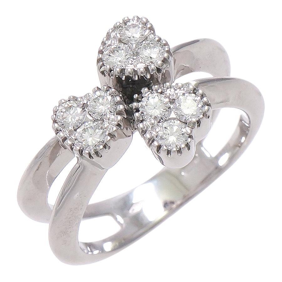 リング K18ホワイトゴールド ダイヤモンド 0.51ct 14.5号 三つ葉  