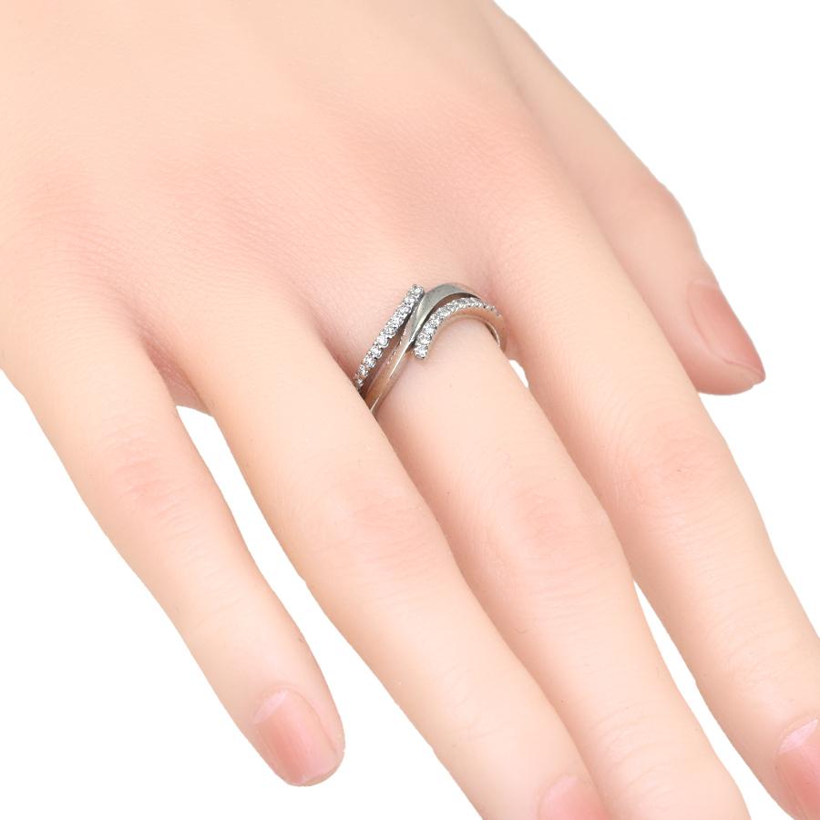 ウェーブ リング 指輪 K18ホワイトゴールド ダイヤモンド 0.24ct 12.5 