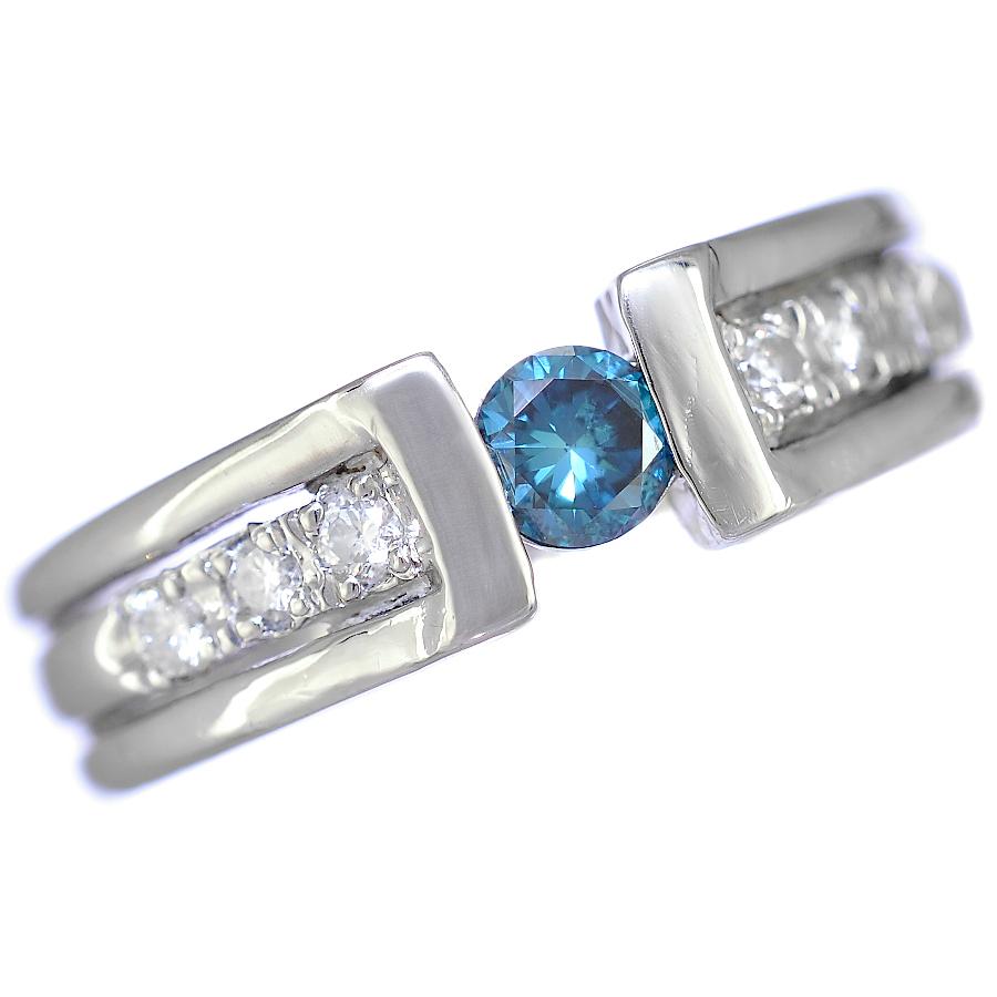 1点限定 リング Pt900 プラチナ ブルーダイヤモンド 0.21ct 