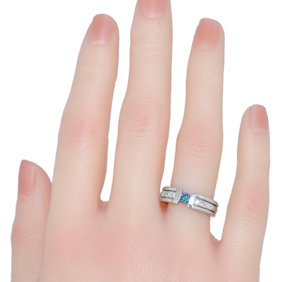 1点限定 リング Pt900 プラチナ ブルーダイヤモンド 0.21ct 