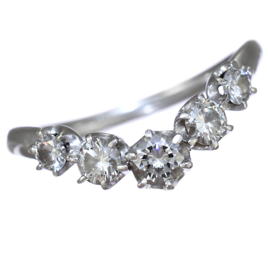 新品同様 Vライン リング 指輪 プラチナ900 ダイヤモンド 0.50ct