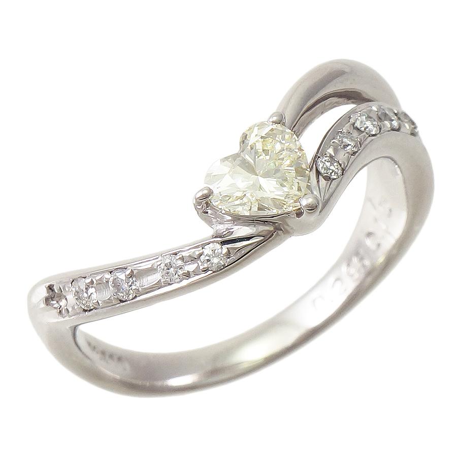 リング プラチナ900 ダイヤモンド 0.296ct 0.10ct 9号 ハート 