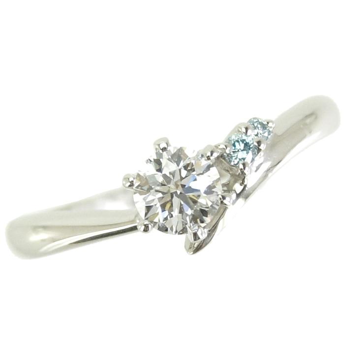 リング プラチナ900 ダイヤモンド 0.313ct ブルーダイヤモンド 0.03ct