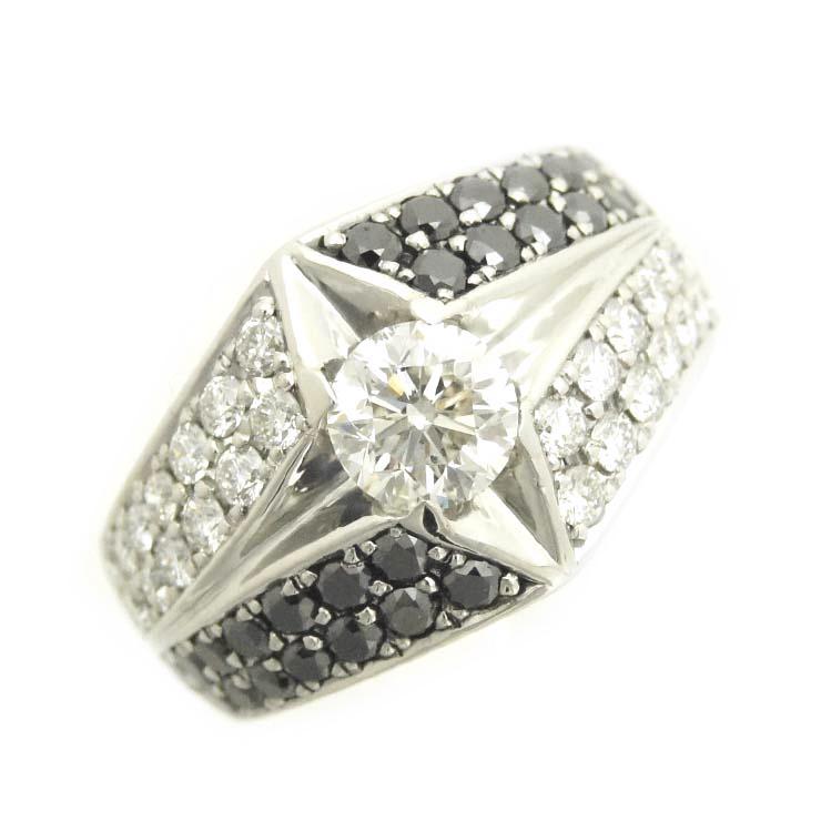 リング プラチナ900 ブラックダイヤモンド ダイヤモンド 1.015ct  
