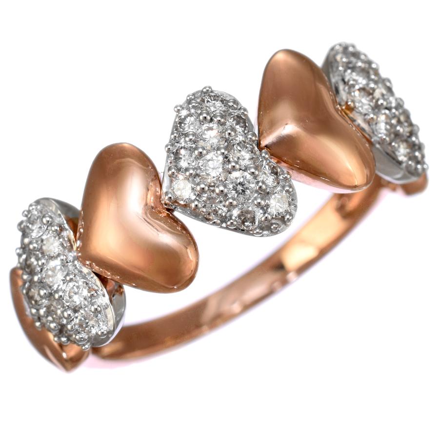 新品同様 GSTV ハート リング 指輪 K18 ピンクゴールド ホワイト