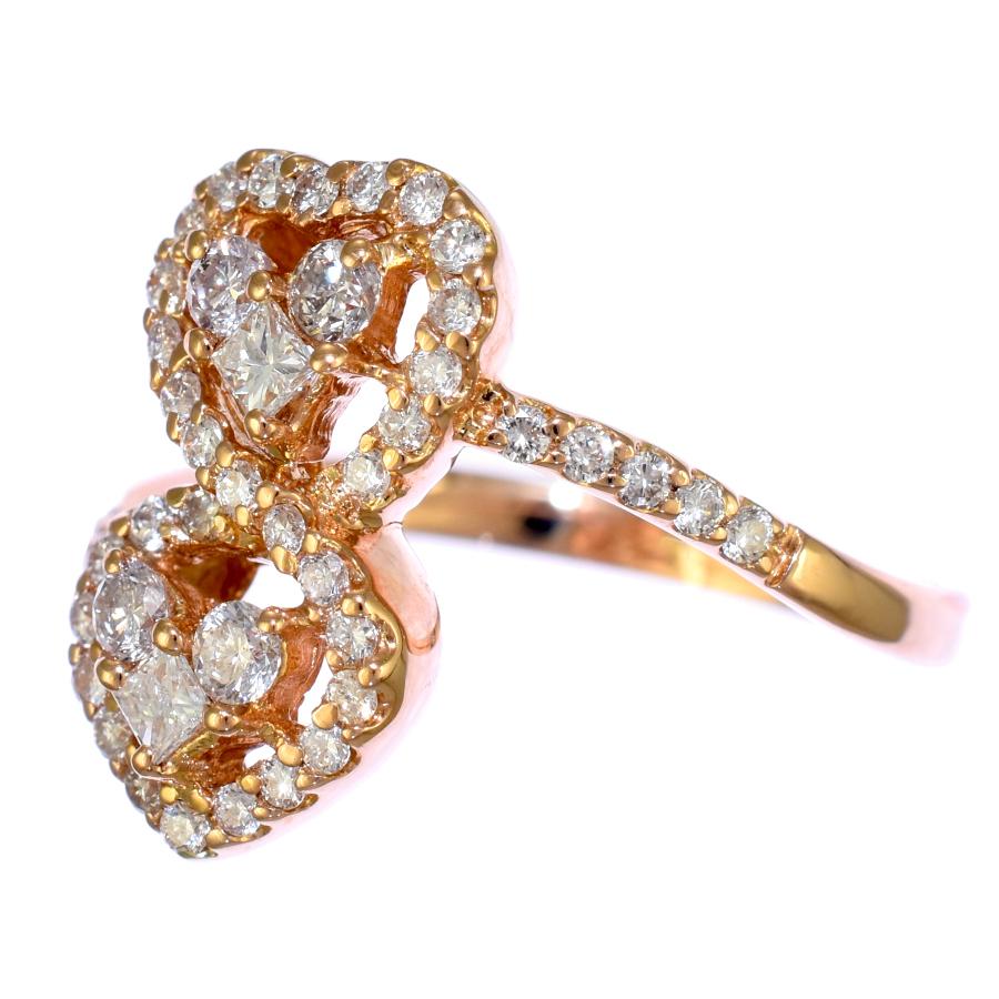 新品同様 ハート リング 指輪 K18ピンクゴールド ダイヤモンド 0.48ct