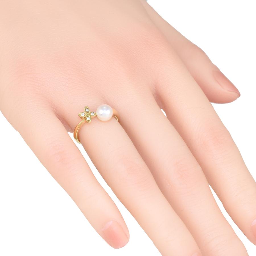 MIKIMOTO（ミキモト） 新品同様 8号 フラワー 花 リング 指輪 K18