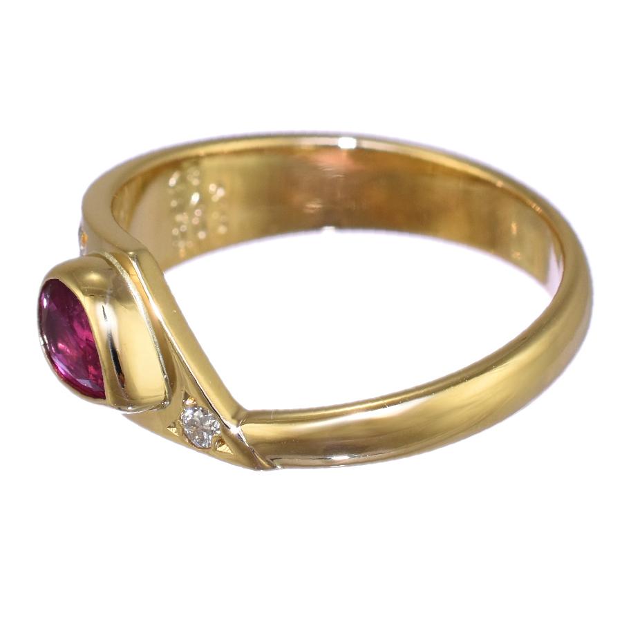 リング 指輪 K18 イエローゴールド ルビー 0.42ct ダイヤモンド 0.03ct  