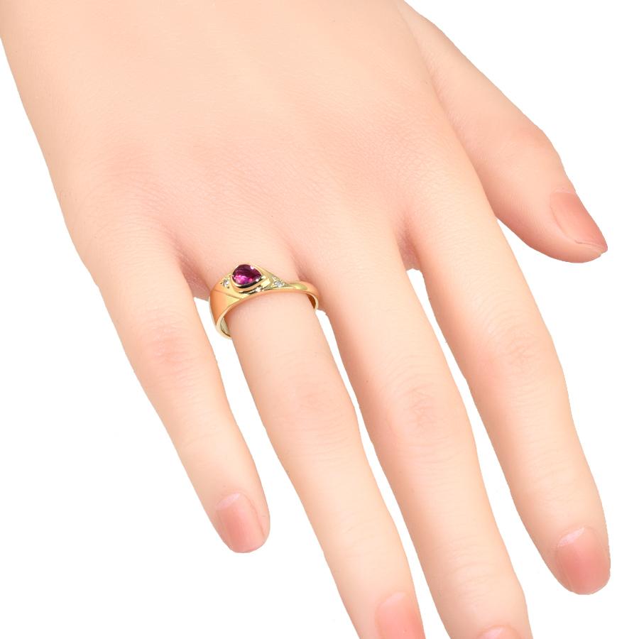 リング 指輪 K18 イエローゴールド ルビー 0.42ct ダイヤモンド 0.03ct  