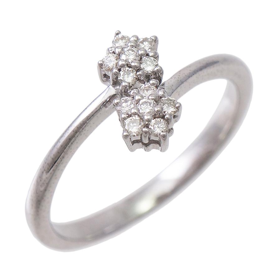 ジュエリーマキ リング PWG9 ダイヤモンド 0.12ct 花 フラワー 11号 