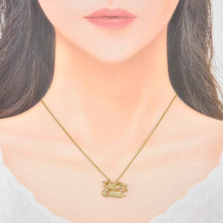 1点限定 新品同様 ペンダント ネックレス ブローチ 2way K18YG  