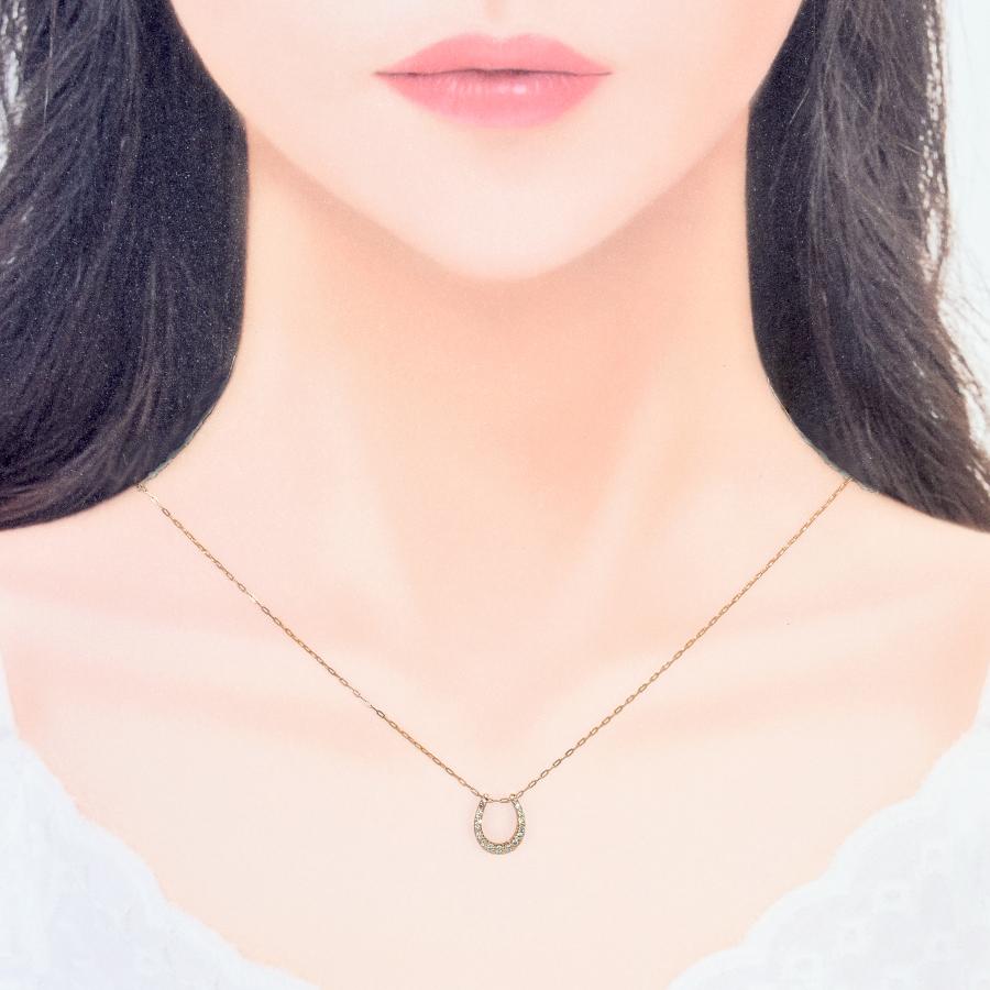 新品同様 ホースシュー 馬蹄 ペンダント ネックレス K18ピンクゴールド