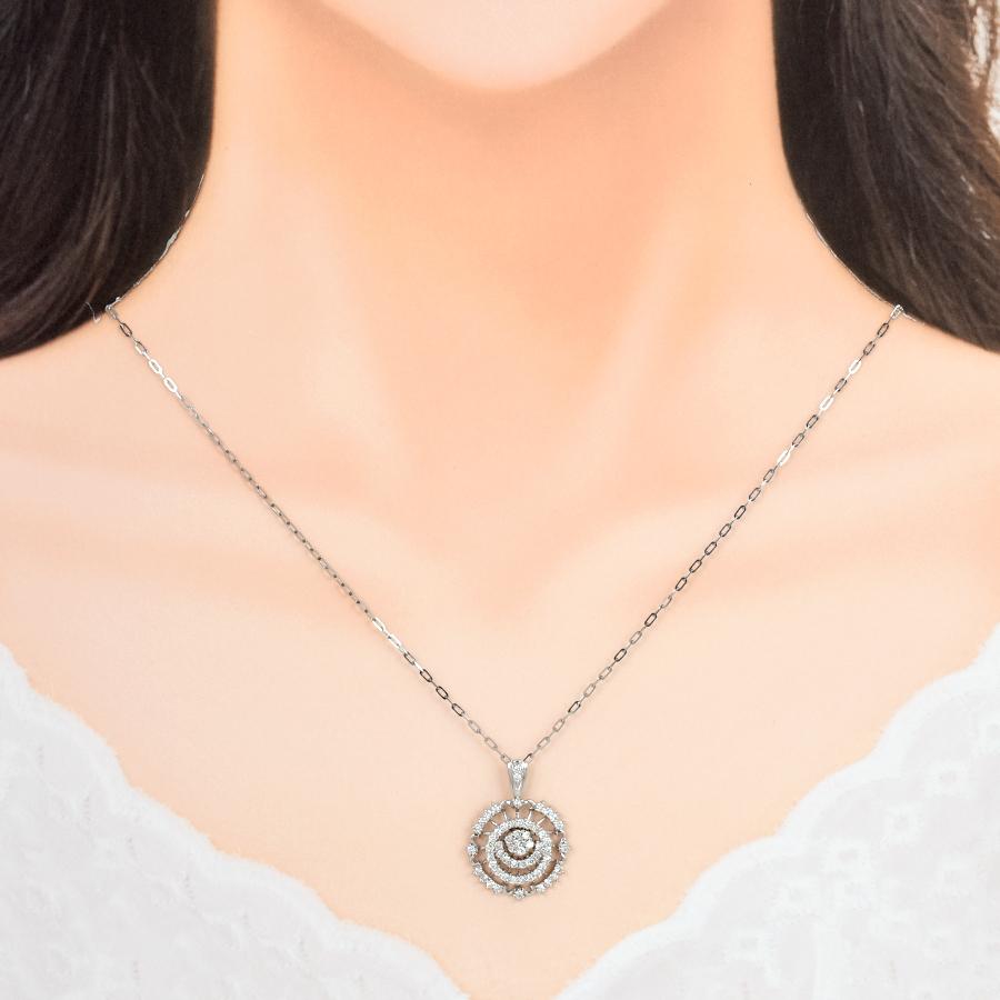 新品同様 ペンダント ネックレス K18ホワイトゴールド ダイヤモンド 