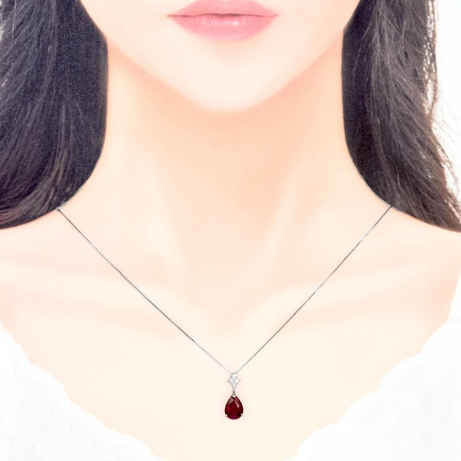 新品同様 ペンダント ネックレス K18ホワイトゴールド ルビー 2.72ct 