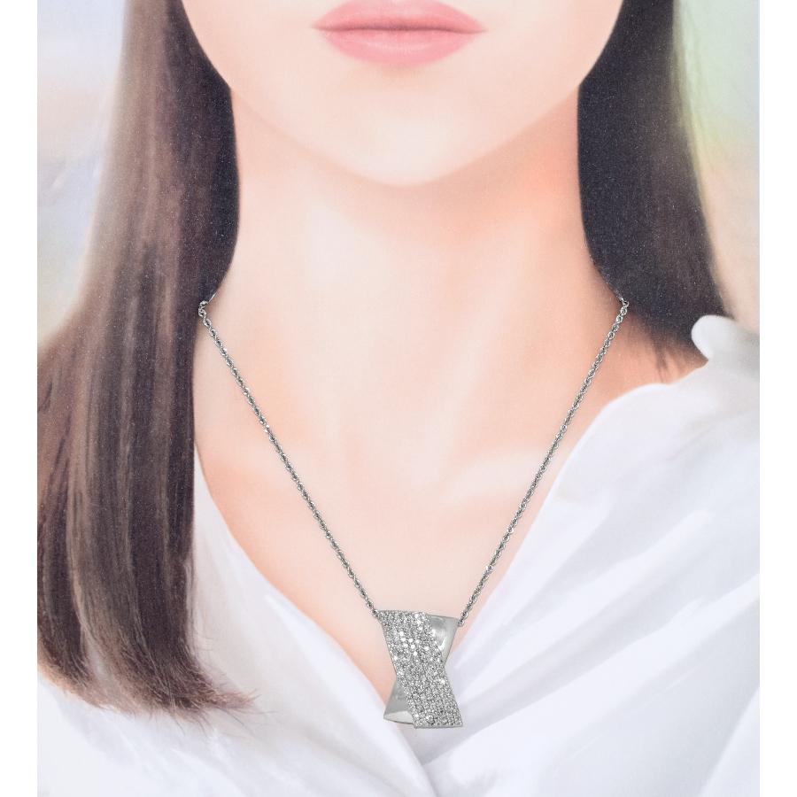 新品同様 ペンダント ネックレス クロス Xモチーフ K18WG ホワイト