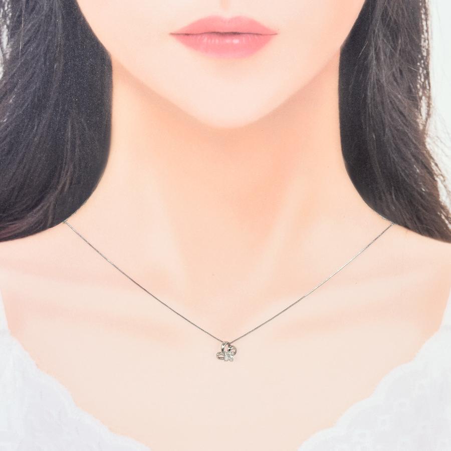 新品同様 フラワー 花 ペンダント ネックレス K18ホワイトゴールド 