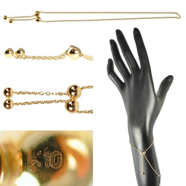 チェーンブレスレット K10YG イエローゴールド ボール レディース