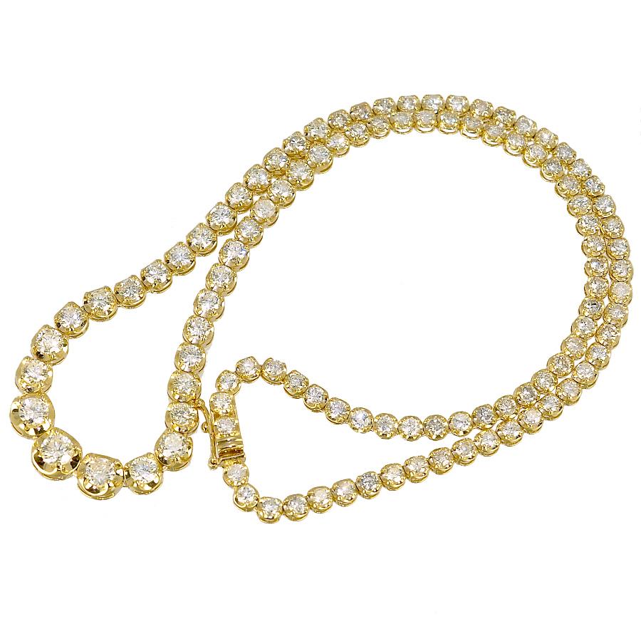 希少 テニスネックレス K18YG イエローゴールド ダイヤモンド 10.00ct 