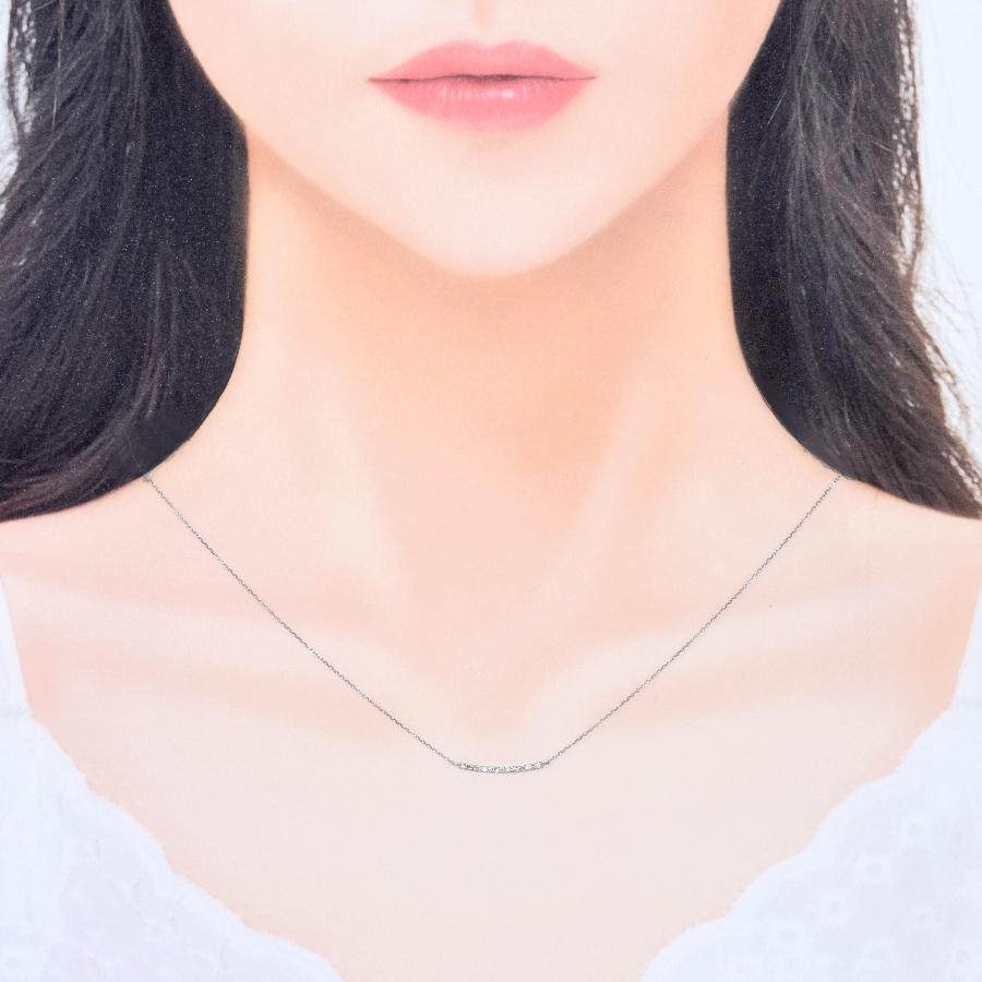 新品同様 ライン ペンダント ネックレス K18ホワイトゴールド 