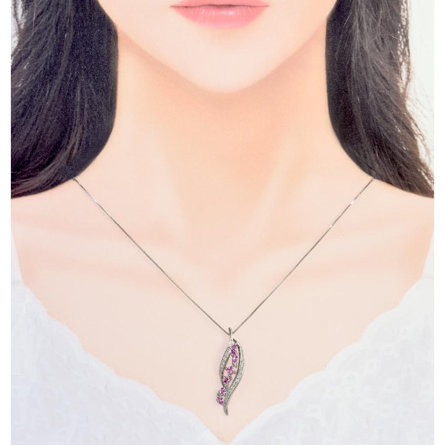 新品同様 ペンダント ネックレス K18ホワイトゴールド ピンク 