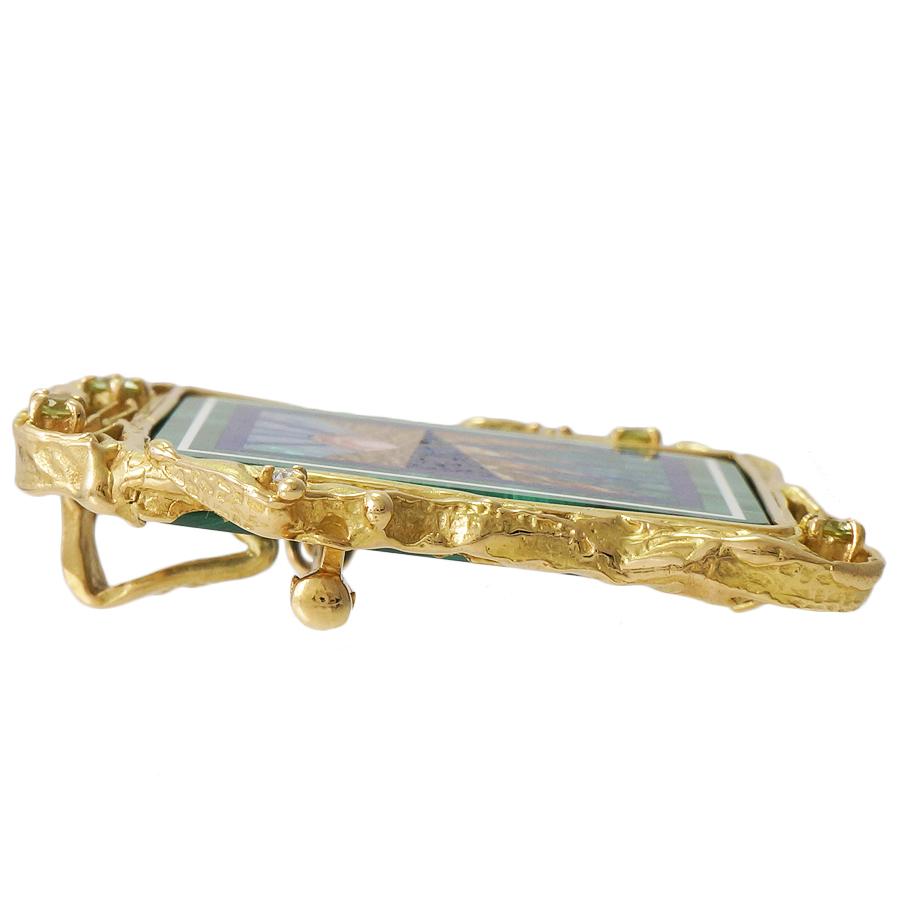 ペンダントトップ ブローチ K18イエローゴールド 絵画 風景画