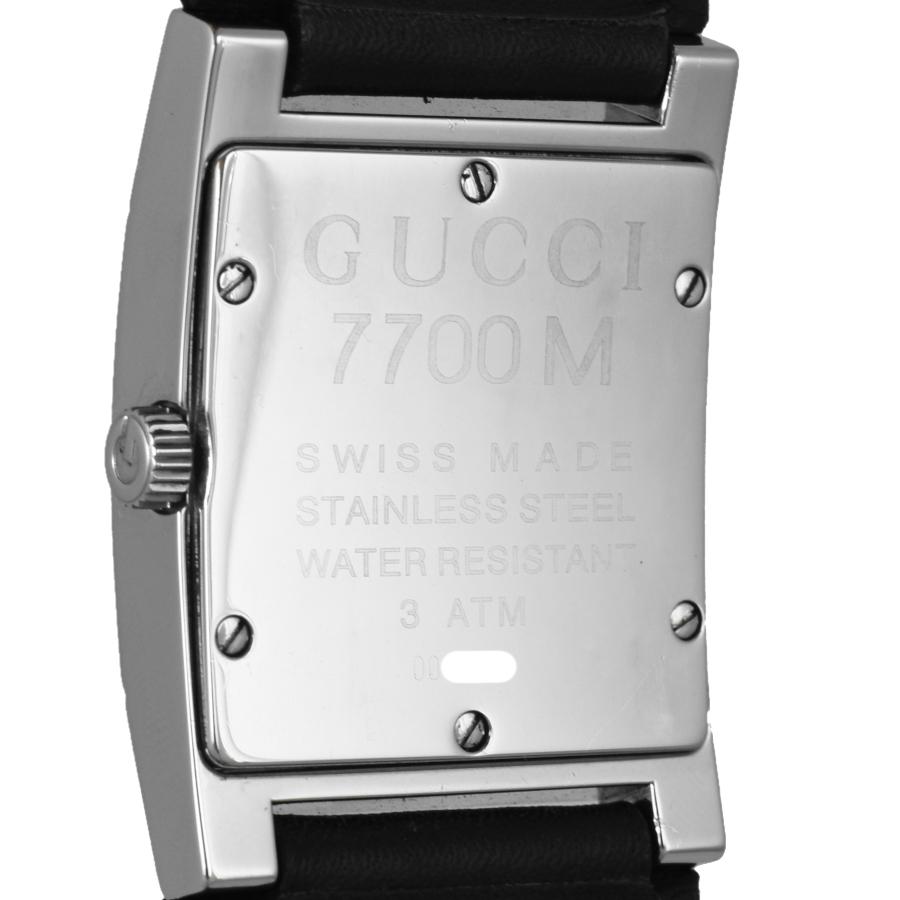 GUCCI グッチ メンズ腕時計 7700M クォーツ ステンレススチール レザー 