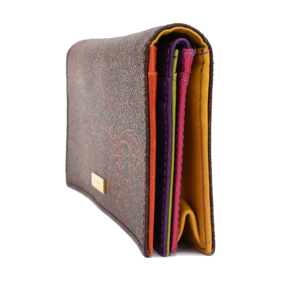 ETRO 1点限定 エトロ 長財布 ペイズリー レザー ブラウン マルチ ETRO 1点限定 エトロ 長財布 ペイズリー レザー ブラウン マルチ