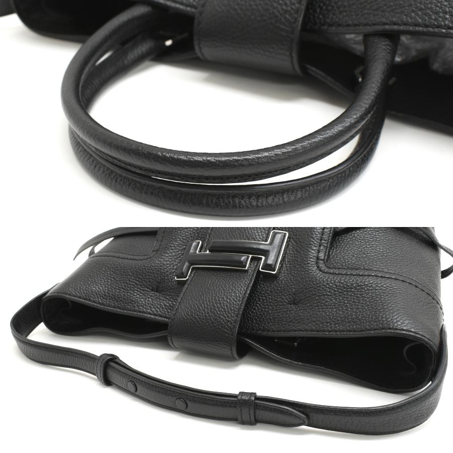 TOD'S トッズ ダブルT 2way ショッピングバッグ レザー ブラック