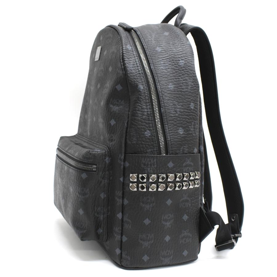 極美品MCM スターク サイドスタッズ バックパック スモールミディアム 黒 MCM（エムシーエム）の「MCM/エムシーエム/〈スターク〉ヴィセトス