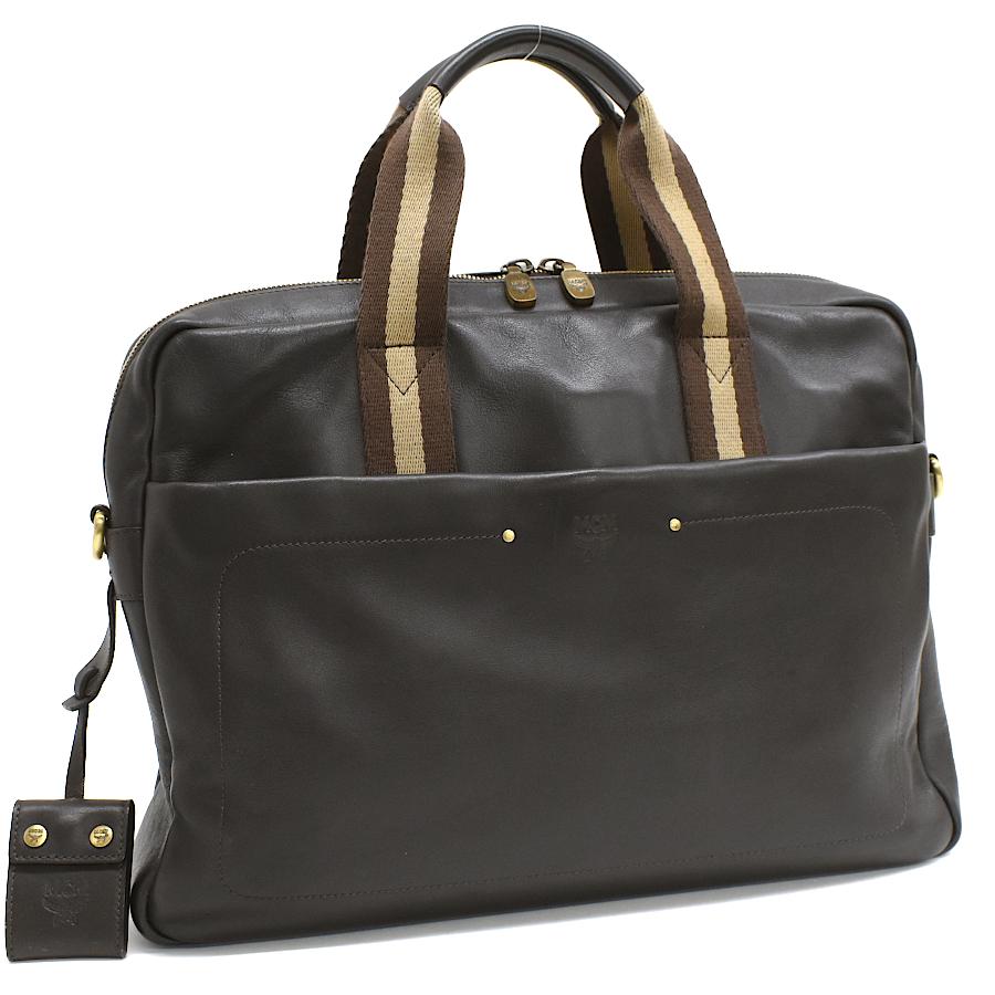 MCM（エムシーエム） ハンドバッグ ビジネスバッグ レザー ストライプ