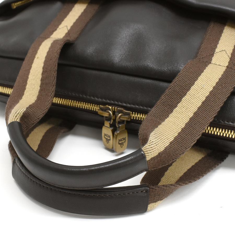 MCM（エムシーエム） ハンドバッグ ビジネスバッグ レザー ストライプ