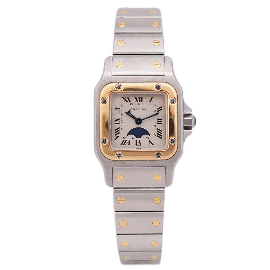 カルティエ 腕時計 サントスガルベSM ムーンフェイズ レディース クオーツ 119902 SS×K18 ホワイト文字盤 CARTIER