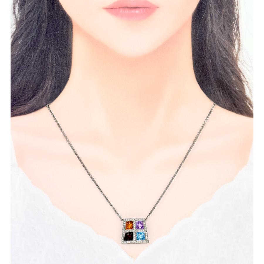 新品同様 ペンダント ネックレス K18ホワイトゴールド シトリン