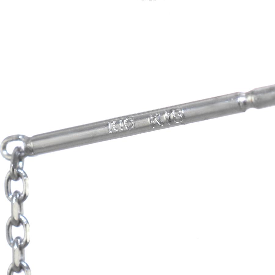 新品同様 ドロップ ピアス K10 K18 ホワイトゴールド ダイヤモンド 両 