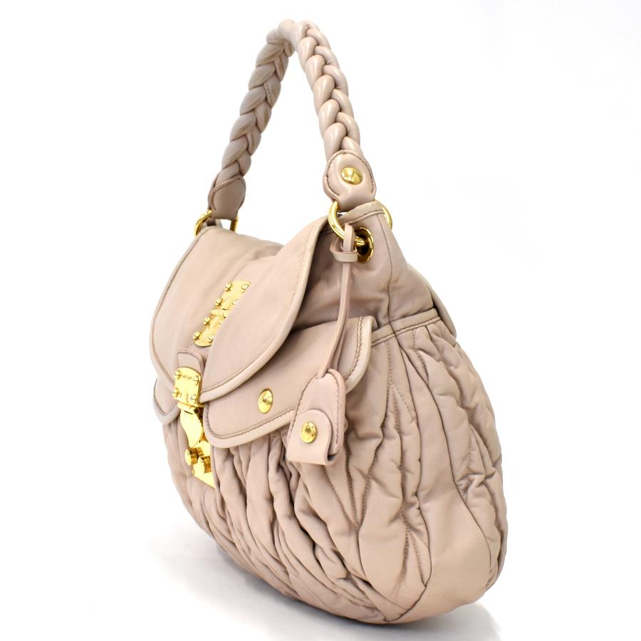 miu ミュウミュウ 2way ハンドバッグ ショルダー マトラッセ ギャザー 