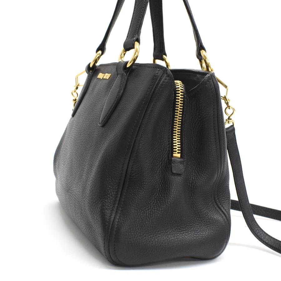 miu ミュウミュウ 2wayバッグ VITELLO CARIBU RN0757 レザー ブラック 
