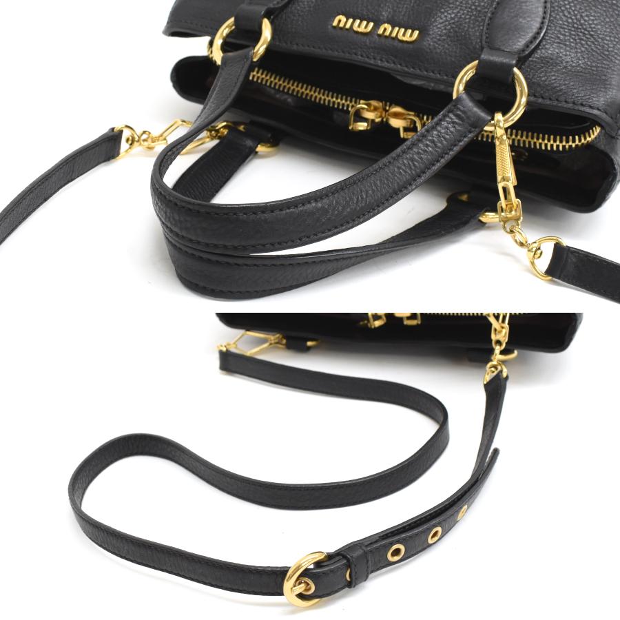 miu ミュウミュウ 2wayバッグ VITELLO CARIBU RN0757 レザー ブラック 
