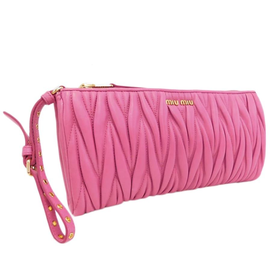 miu miu（ミュウミュウ） クラッチバッグ 5N1455 ピンク系 レザー