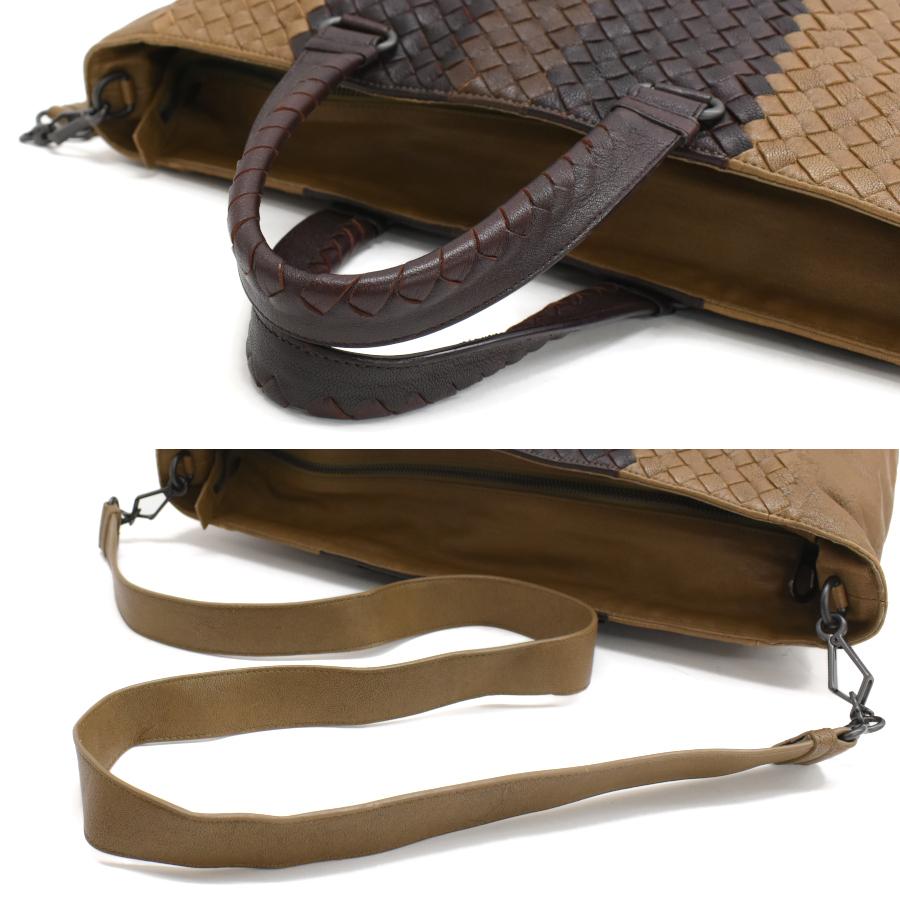 ブラウンTwo way ボッテガべネタ イントレチャートBaby Bag BOTTEGA VENETA（ボッテガ・ヴェネタ） 2way トートバッグ イントレ