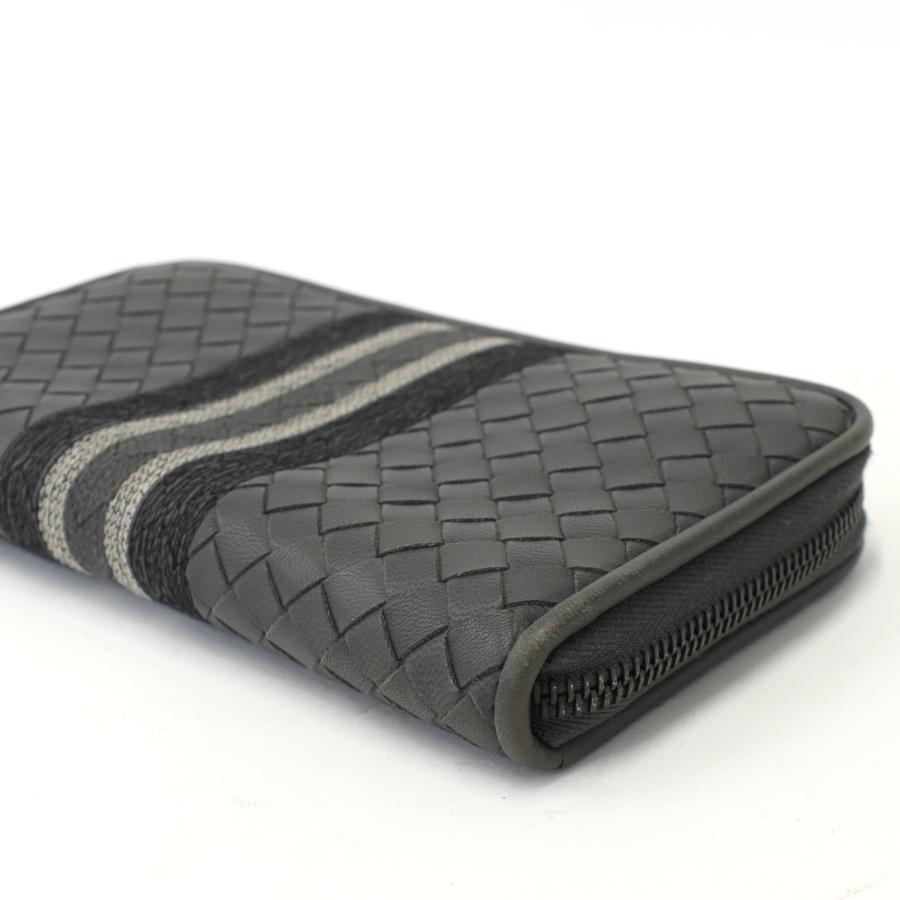 ボッテガヴェネタ 長財布 イントレチャート ラウンドファスナー ダークグレー BOTTEGA VENETA ボッテガヴェネタ 長財布 ラウンドファスナー イントレ
