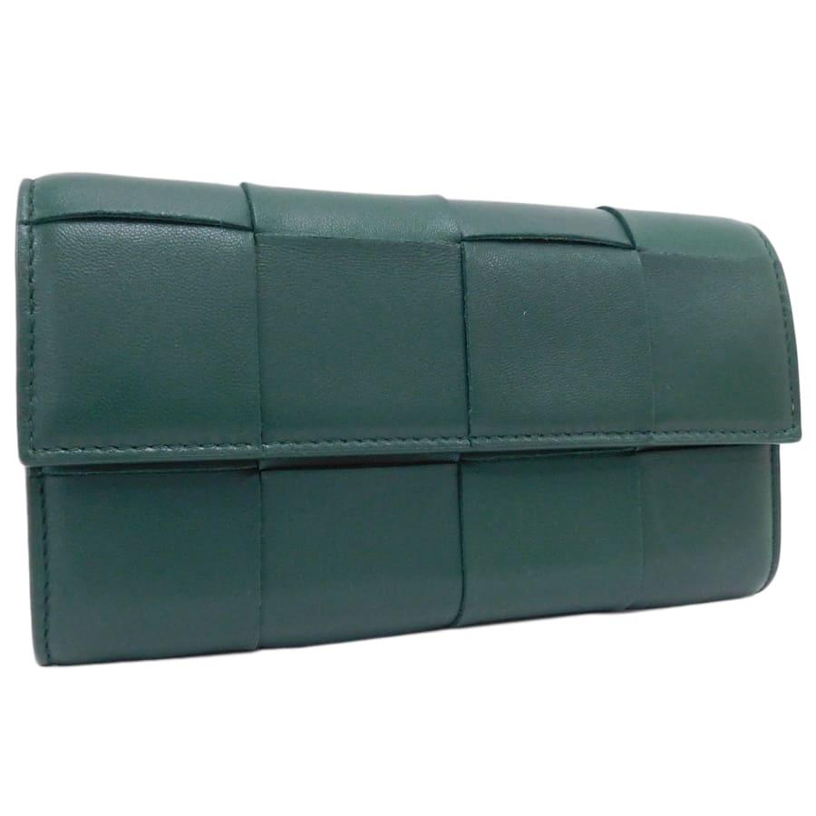 ボッテガヴェネタ イントレチャート レザー グリーン ロング財布 イントレチャート ロングウォレット のために メンズ で ブラック