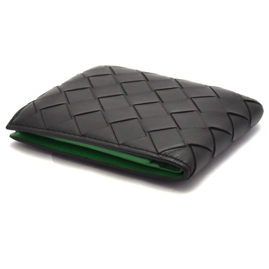 【新品同様】ボッテガ イントレチャート ダークグリーン 二つ折り札入れ 折財布 ダークグリーンイントレチャート コインパース付き二つ折り