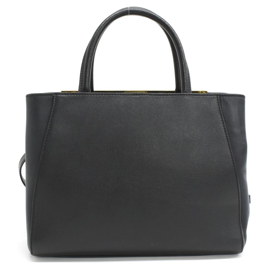 【美品】プチトゥージュール　ブラック　ハンドバッグ　FENDI ゴールド 2Jours フェンディ プチトゥージュール 2way ハンドバッグ レザー