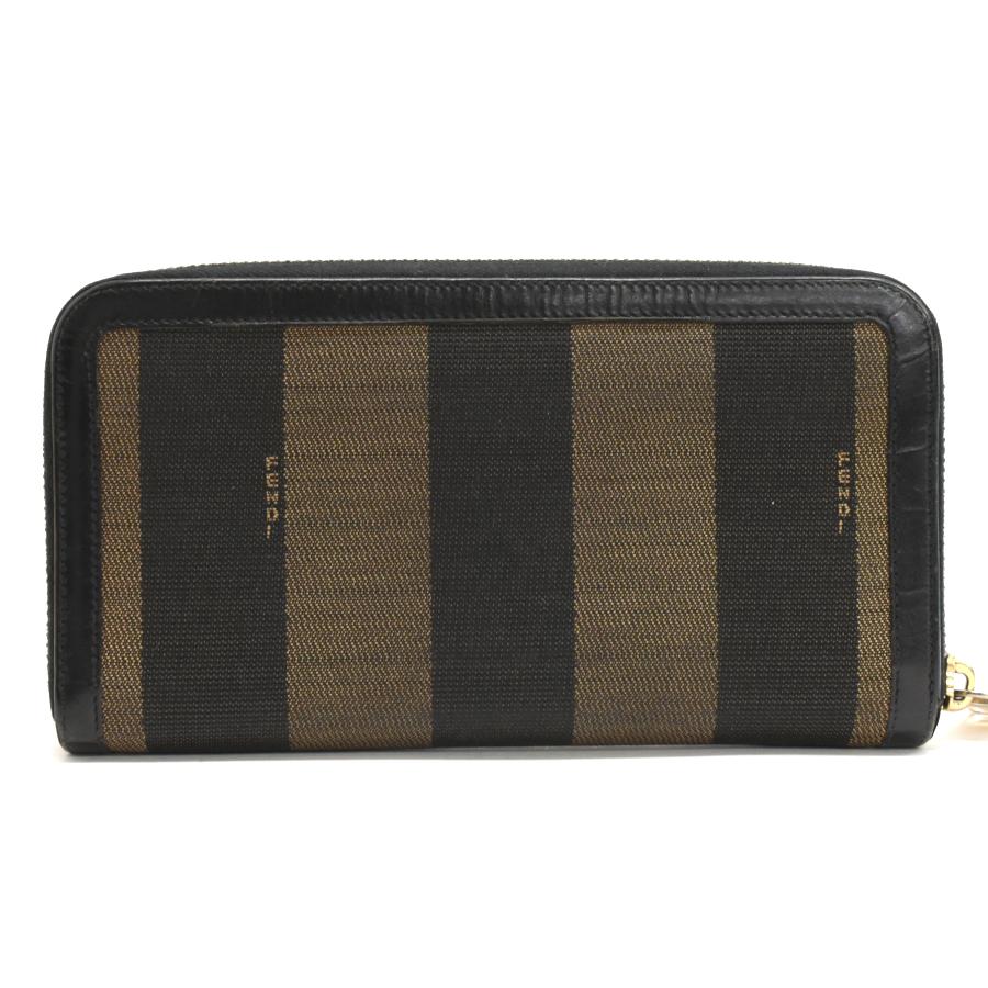 FENDI フェンディ ペカン ストライプ ジップアラウンド 長財布 8M0024
