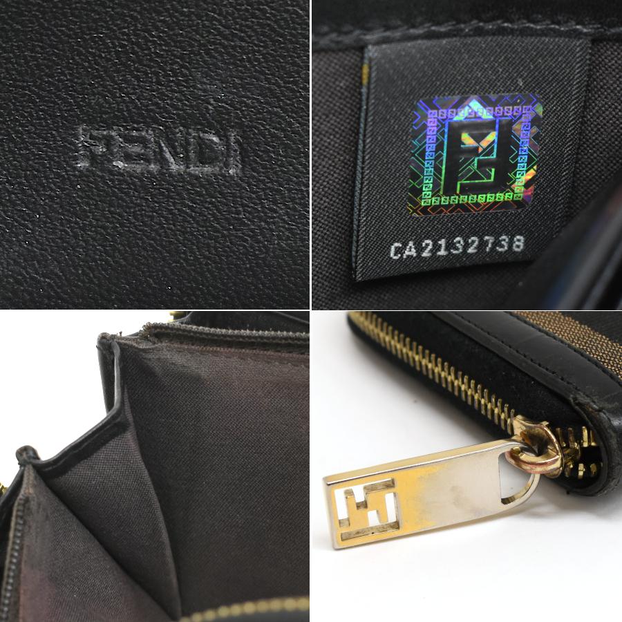 FENDI（フェンディ） ペカン ストライプ ジップアラウンド 長財布
