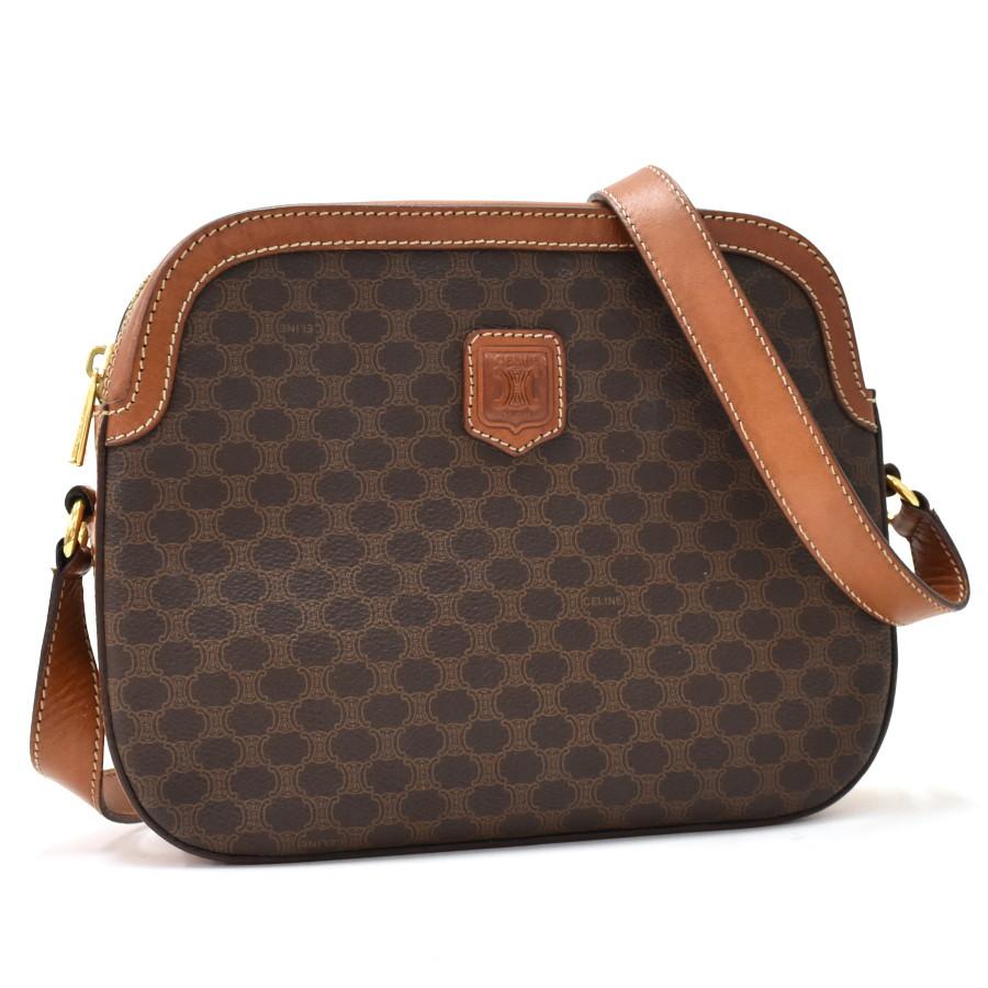 CELINE セリーヌ マカダム柄PVC×レザー クロスボディ ショルダーバッグ CELINE セリーヌ マカダム柄PVC×レザー クロスボディ ショルダーバッグ