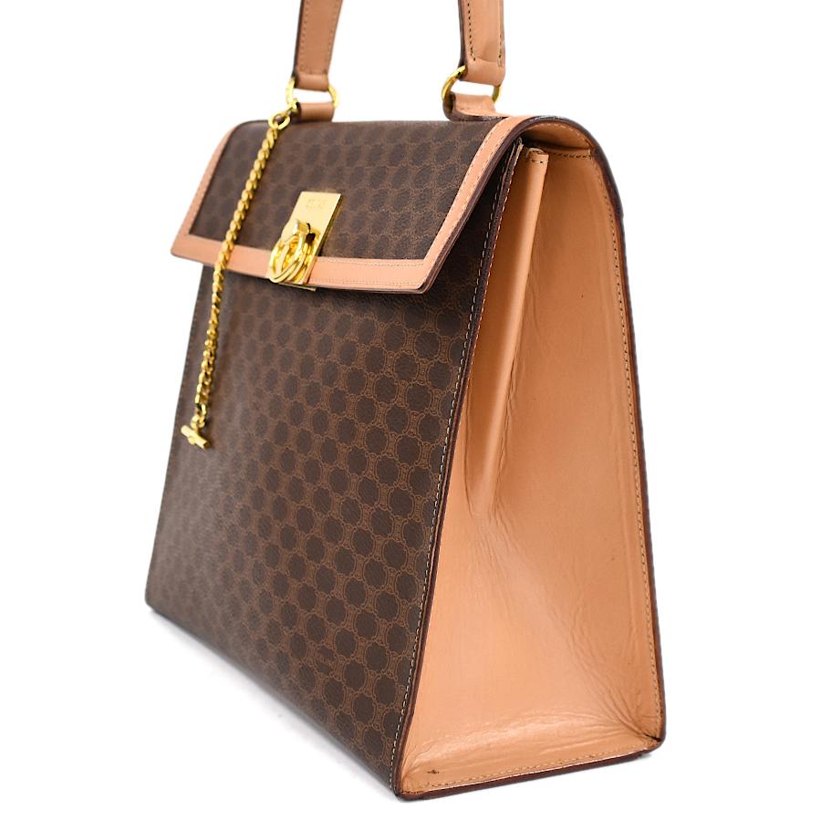 CELINE セリーヌ ハンドバッグ マカダム PVC レザー ブラウン ゴールド 